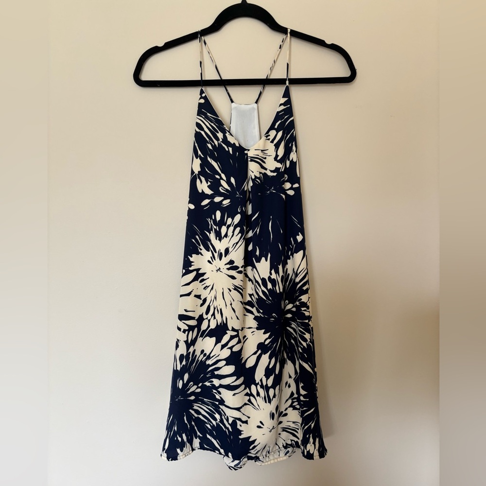 Navy & Cream Floral Print Strappy Sundress – Flowy & Lightweight